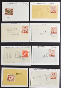 1921/960 Verzameling lang- en relaisstempels op diverse uitgiften w.o. Boudewijn bril, zm