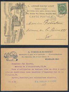 1884/1952 Samenstelling 50 firma publiciteitskaarten met illustraties, verschillende thematische onderwerpen, zm/m