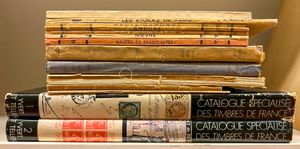 Samenstelling van 14 boeken, voornamelijk catalogi, w.o. Yvert & Tellier, zie foto's website