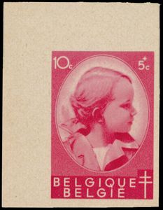 STES 4328 Proef in rood, 1 beeltenis, op dun wit papier, gedrukt in 1 kleur, index 2, zm