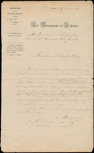 1833 Brief met inhoud, zonder postmerken, dd. 31 januari 1833, brief van het stadsbestuur Antwerpen en gericht aan de inspecteur van 