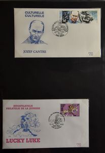 1972/1992 Verzameling op CEF-herdenkingsbladen (w.o. Kuifje) en FDC's in 2 Leuchtturm Grande ringbinders, zm