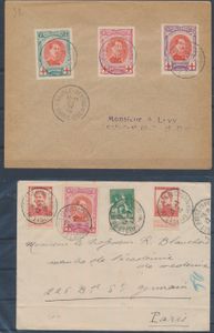1914/1918 Samenstelling van 6 gelopen brieven, alle met N° 132/134, aangevuld met andere waarden o.a. Pellens en Albert I, zm/ntz