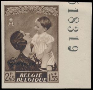 N° 447/54 Ongetand ** (* in rand) en met opdruk 