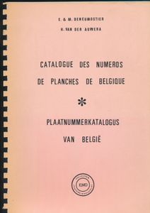 Catalogues des numéros de planches de Belgique - Plaatnummercatalogus van België; E. & M. Deneumostier & H. Van Der Auwera; EMD Collection histoire & philatélie; 1988; gedrukt; plastic spiraal; Frans; 179pag.; zachte kaft; in goede staat