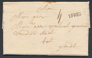 1747 Forerunner with content, from Ypres, dated 26 April 1747, Herlant 10, 