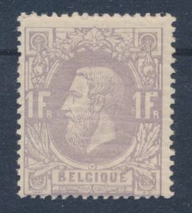 N° 36 „1 Fr. mauve” mit extrem kleiner Falz oben rechts, einige schwarze Flecken im Gummi unten, schön (OBP 625 €)