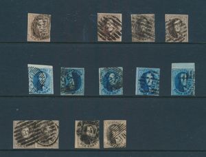 Nice collection of imperforate medallions in ring binder, 43 self-made sheets, with revenue and ambulant postmarks per post office, not complete, per office 1 cancel 