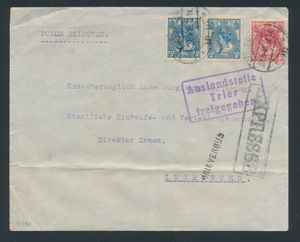 1915 Express letter from Rotterdam to Luxembourg + 