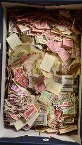 1909/1990 Thousands of stamps from various issues in a shoebox, including better cancellations, vf/f