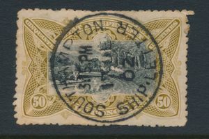 N° 25 ‘50c. olive’ with foreign cancellation ‘SOUTHAMPTON SHIP LETTER 17 DE 02’ in black, Mols stamps with foreign cancellations are rare, vf