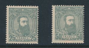 N° 13A/13B ‘25fr. and 50fr. grey’, unissued values, certificate by Luc Vander Marcken, vf (OBP €110)