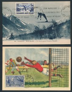 1924/1943 Maximum cards between n° 209 and 586, including sports, LP, art (Samothrace!), architecture, etc., very interesting for theme, including rare items, vf