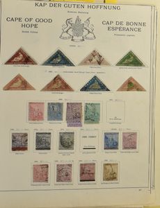 1853/1900 Collection on album leaves from Cape of Good Hope with Mauritius, Canada (including 1897 Jubilee '15c.', '50c.', '$2', Caribbean territories, Guyana, New South Wales, many better stamps, vf/f/to be checked
