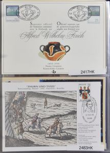 1937/2014 Very nice collection of HK in 2 Leuchtturm ring binders, including Rubens, years 1950s, green and grey cards, Finch, Thurn & Taxis, vf/f