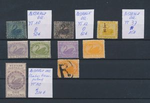 Western Australia, 1861/1902, accumulation of +/-60 stamps on black cards, vf/f (Yv. +/-€400)