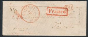 1855 Forerunner as envelope, with red departure stamp, Ensival, dated 9 March 1855, to Trieste (Italy), manuscript of 