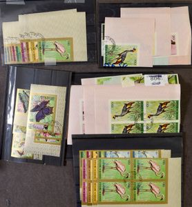 N° 123/37, PA 8/16, 274/89 and 350/65 ‘Birds, butterflies and beetles’, the 4 sets (1x) + in block of four imperforate cancelled, vf