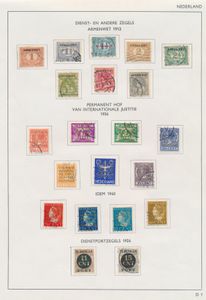 1913/1958 Complete collection on 2 sheets, including postal parcel stamps, vf (NVPH €443.40)