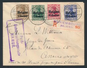 OC 11, OC 12, OC 14 and OC 17, registered letter envelope, postmark 