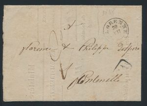1836 Forerunner with contents, from Florenne, dated 29 December 1836, type 18, Herlant 1, around the address 