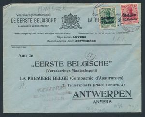 Nice collection, 'Freigegeben Mil. Post. Uberwachungstelle MECHELN' with 50 used items, wide variety of cancellations, from Heyst-op-den-berg, Hombeek, Putte, Mechelen, etc., see scan for more information, very nice accumulation, vf