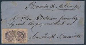 Old letter from Antique to San José Le Buenavista with franking fiscal-postal stamp in pair, quality to be checked, ntz