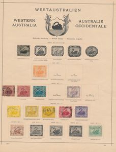 Western Australia, 1854/1907, collection on album leaves from n° 1, also for bird collectors, vf/f/to be checked