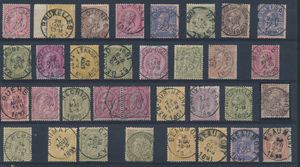 N° 46/52 Accumulation of some better, legible cancellations, 33 stamps, vf/f/to be checked