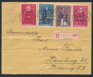 1930, n° 303, 305 on registered letter from Lessines 30/10/30, to Hamburg, vf/f