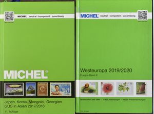 Michel, 3 catalogues including West Europe 2019/2020, Auslandgebiete der USA and Japan, Korea, etc. 2017/2018