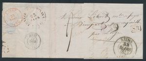 1840, forerunner with contents, from Reims (France), dated 22 March 1840, to Liège, nice secondary stamp SR in red frame, transit mark 