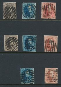 N° 10/12, Nord, Est and Ouest cancel marks, 8 items, varied condition, vf/f