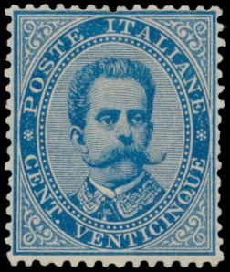 N° 36 'Umberto I 25c blue' expertised, vf (Yv €600)