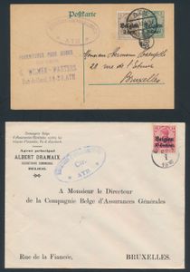 1914/1918 Collection of 83 letters or cards with censorship from Ath and Seignies, letter heads, etc., vf/f