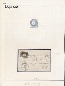 N° 15 cancelled P.31-Deinze, 1 letter with N° 14A, dated 30 January 1864 to Ghent and 1 letter with N° 15, dated 6 August 1863 to Tournai, vf 
