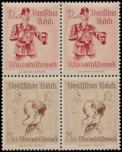 1944 Fälschungen Winterhilfe 1938, Viererblock, sehr selten, einwandfrei (Mi. €2.400) - siehe Foto Umschlag