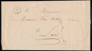 1838 Forerunner (death notice) with contents, from Puers, dated 31 January 1838, to Lier, charge 2 decimes, vf 