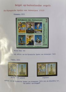 Belgium on foreign stamps, collection on sheets, including 1920 Antwerp Olympic Games, vf