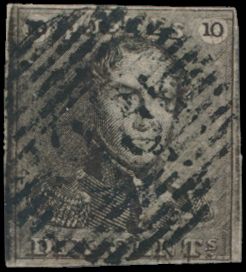 N° 1-V17 (Balasse) - Jabot blanc, position 155, oblitération P.88-Ninove, tb (COB 575 € + COBA 40 €)