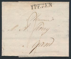 1820 Voorloper met inhoud, vanuit Yper, dd. 17 juli 1820, Herlant 31, 
