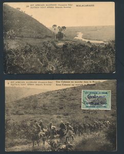 Small accumulation of 6 postal stationeries, Stibbe #11 views 5 and 27 with CTO Kigali and Usumbura, Stibbe #12 view 41, 42 and 43 with CTO Kigoma and Stibbe #18 view 39, vf