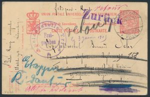 10c. from Luxembourg 1915 to Cambrai, with censorship 