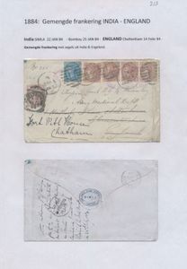 1878/1906, 4 letters to England (1 item within India) with mixed postage, vf/f