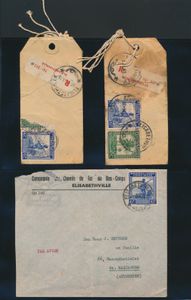 1945/1947 Petite archive d'un expediteur à Elisabethville constituée de deux lettres et quatre avion et toutes avec affranchissement divers 
