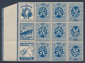 PU c 31/32 and PU c 35, combination A, connected with margin, Chevron sequence, Ostend-Dover and Faivre, with variety 