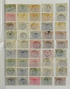 Stockbook with 173 stamps exclusively from sets n° 1 to 6, mostly hexagons, vf/f