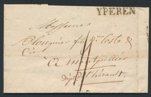 1818 Voorloper met inhoud, vanuit Yper, briefaanhef is Wytschaete, dd. 1 juni 1818, Herlant 31, 