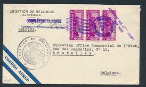 1936 Belgian Legation in Guatemala, LP letter via New York to Brussels, vf