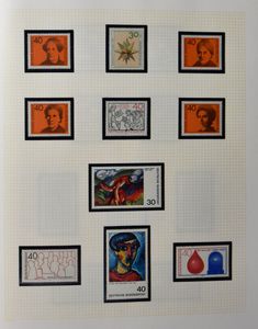 Bund + Berlin, collection in 5 clip bands, including many complete sets and some postal items, period after 1960/2000, vf/f